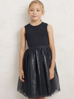 Reiss Navy Dahlia 9-13 yrs Knit-Bodice Tulle Dress