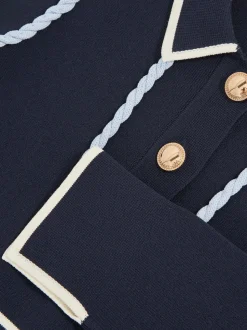 Reiss Navy Freya 3-9 yrs Piped Knitted Skater Dress