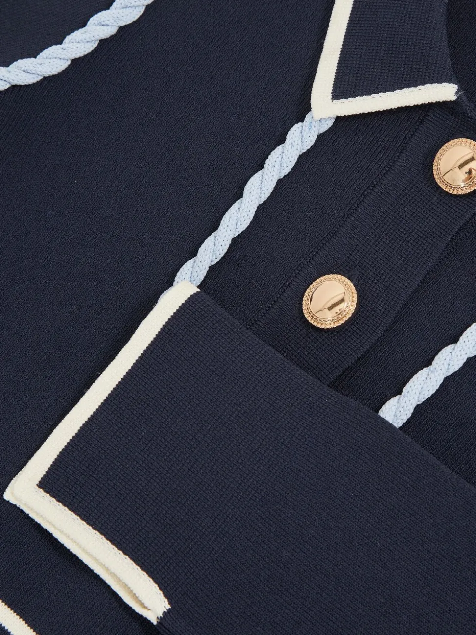 Reiss Navy Freya 3-9 yrs Piped Knitted Skater Dress