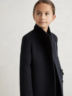 Reiss Navy Kia 9-13 yrs Wool-Blend Funnel-Neck Coat