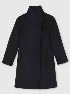 Reiss Navy Kia 3-9 yrs Wool-Blend Funnel-Neck Coat