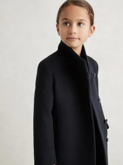 Reiss Navy Kia 3-9 yrs Wool-Blend Funnel-Neck Coat