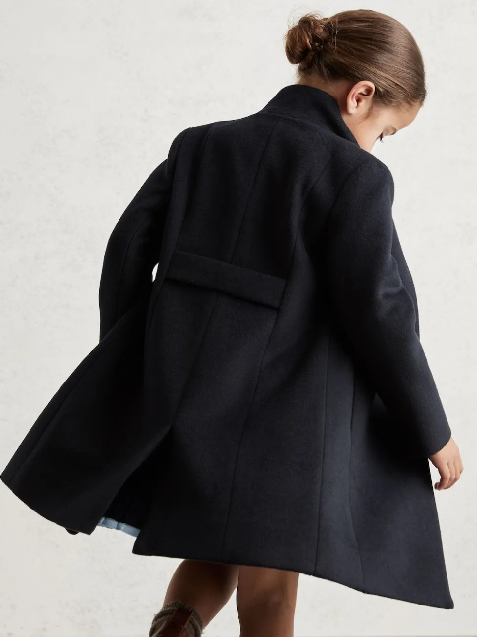 Reiss Navy Kia 3-9 yrs Wool-Blend Funnel-Neck Coat