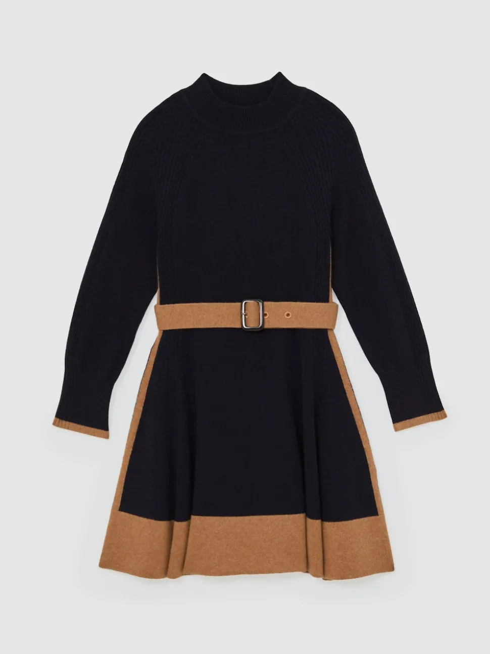Reiss Navy Margaret 13-14 yrs Wool-Blend Belted Knitted Dress with Cashmere