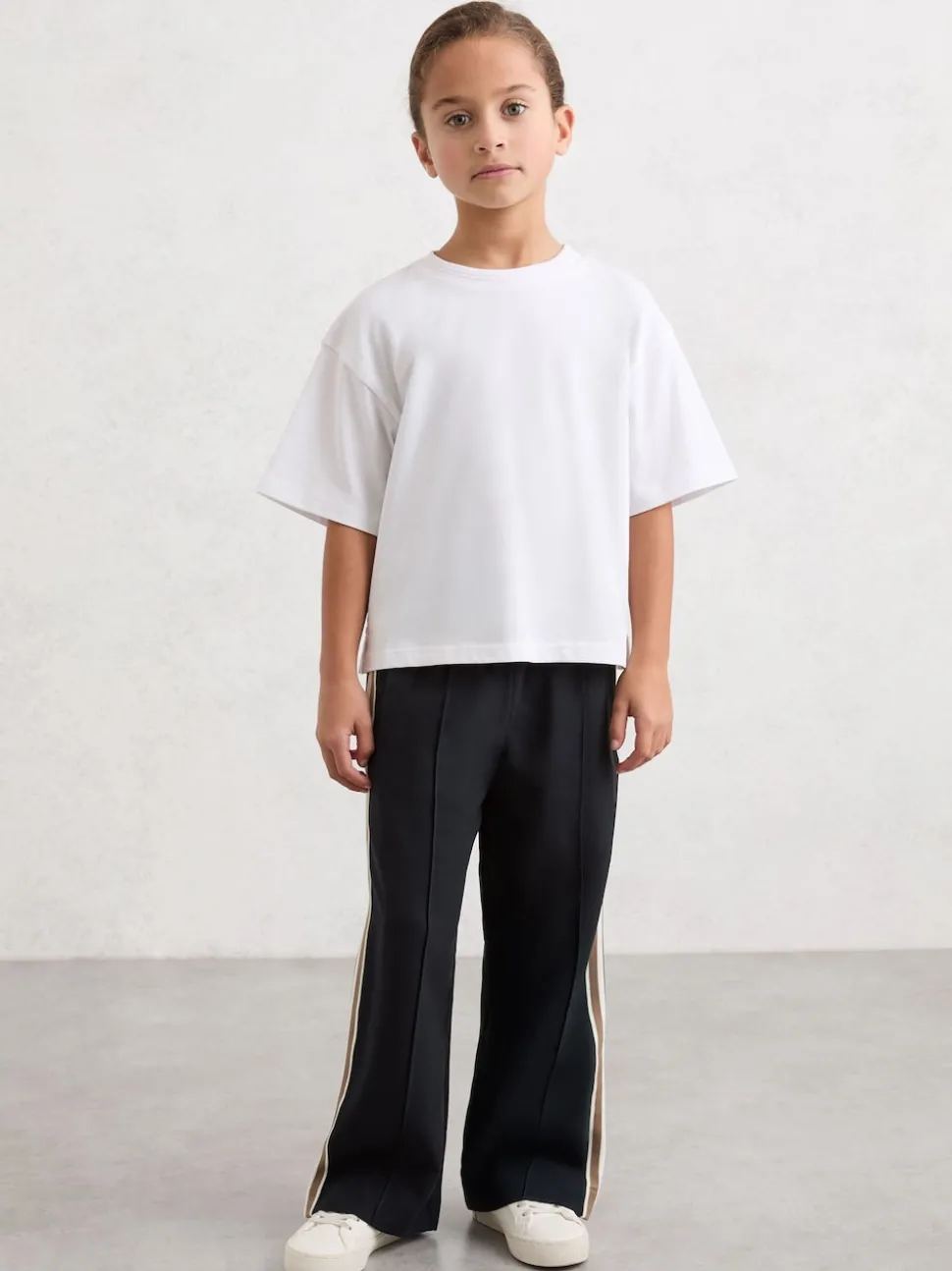 Reiss Navy Robyn 9-13 yrs Cotton Blend Side Stripe Trousers