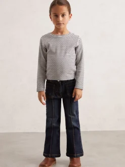 Reiss Navy/White Poppy 13-14 yrs Cotton Pointelle Long Sleeve Top