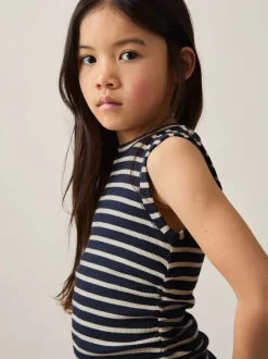 Reiss Navy/White Trudy 9-13 yrs Ruched Vest Top