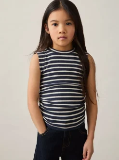 Reiss Navy/White Trudy 9-13 yrs Ruched Vest Top