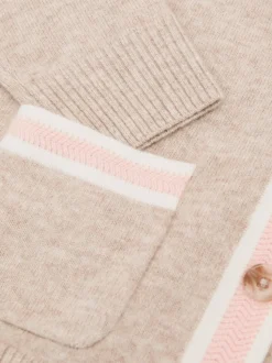 Reiss Neutral Eloise 9-13 yrs Wool-Blend Tipped Cardigan with Cashmere