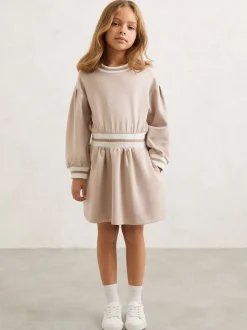 Reiss Neutral Giovanna 13-14 yrs Stripe-Trim Sweatshirt Dress