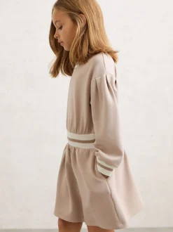 Reiss Neutral Giovanna 13-14 yrs Stripe-Trim Sweatshirt Dress