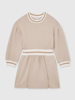 Reiss Neutral Giovanna 3-9 yrs Stripe-Trim Sweatshirt Dress
