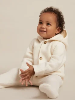 Reiss Neutral Jesse Hooded Boiled-Wool Pram Suit