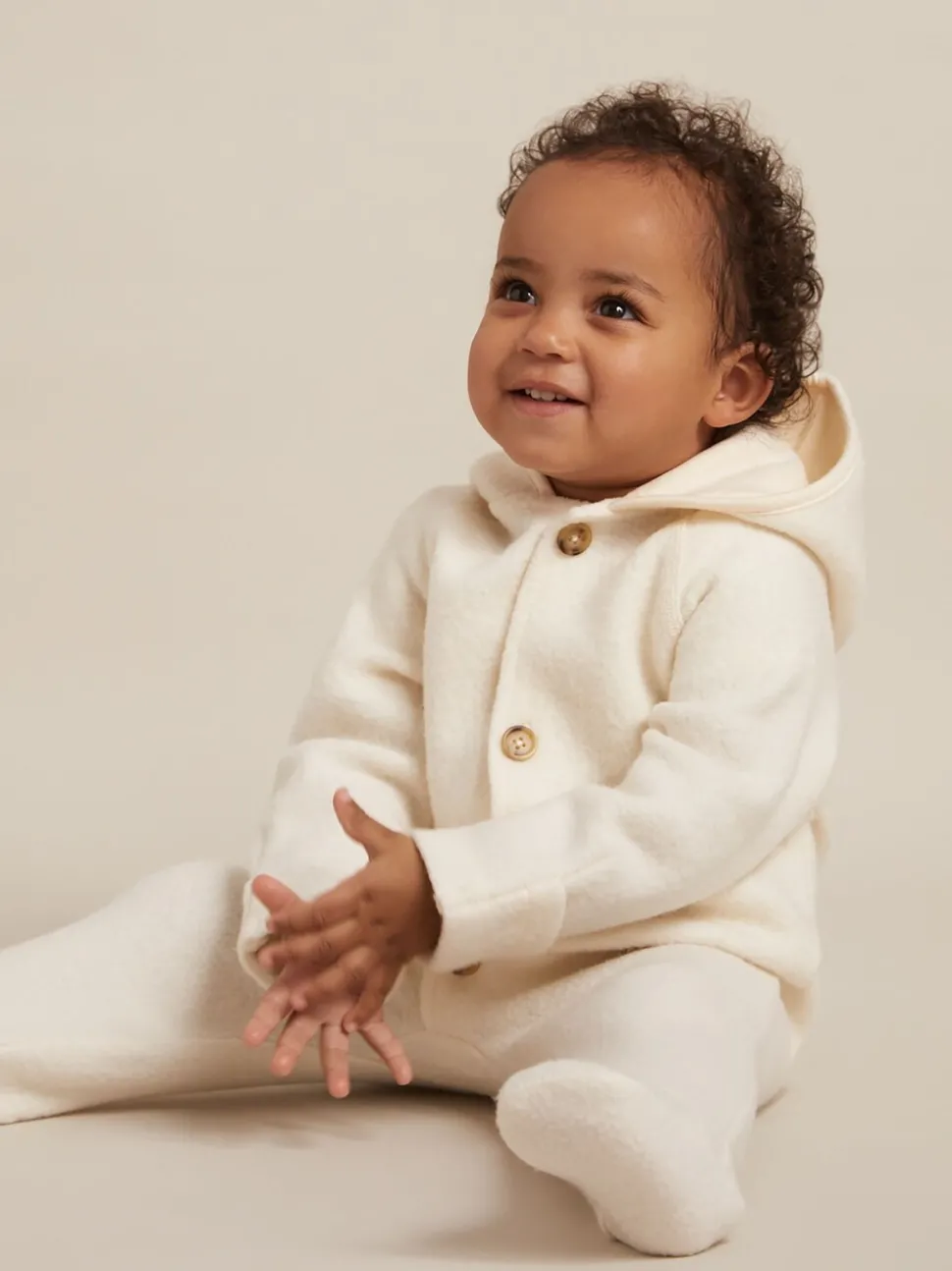 Reiss Neutral Jesse Hooded Boiled-Wool Pram Suit