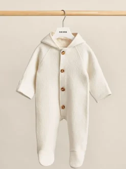 Reiss Neutral Jesse Hooded Boiled-Wool Pram Suit