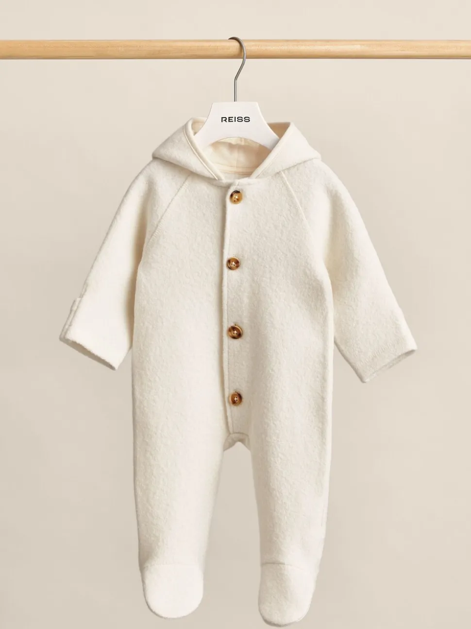 Reiss Neutral Jesse Hooded Boiled-Wool Pram Suit