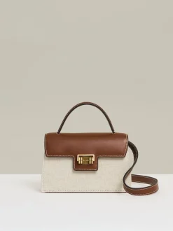 Reiss Neutral Kinsley Girls Linen Canvas Top Handle Bag