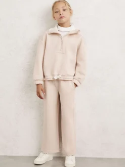 Reiss Neutral Laney 13-14 yrs Premium Interlock Funnel-Neck Zip Sweatshirt