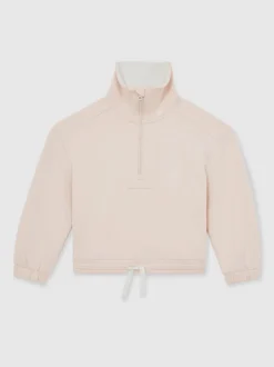 Reiss Neutral Laney 3-9 yrs Premium Interlock Funnel-Neck Zip Sweatshirt