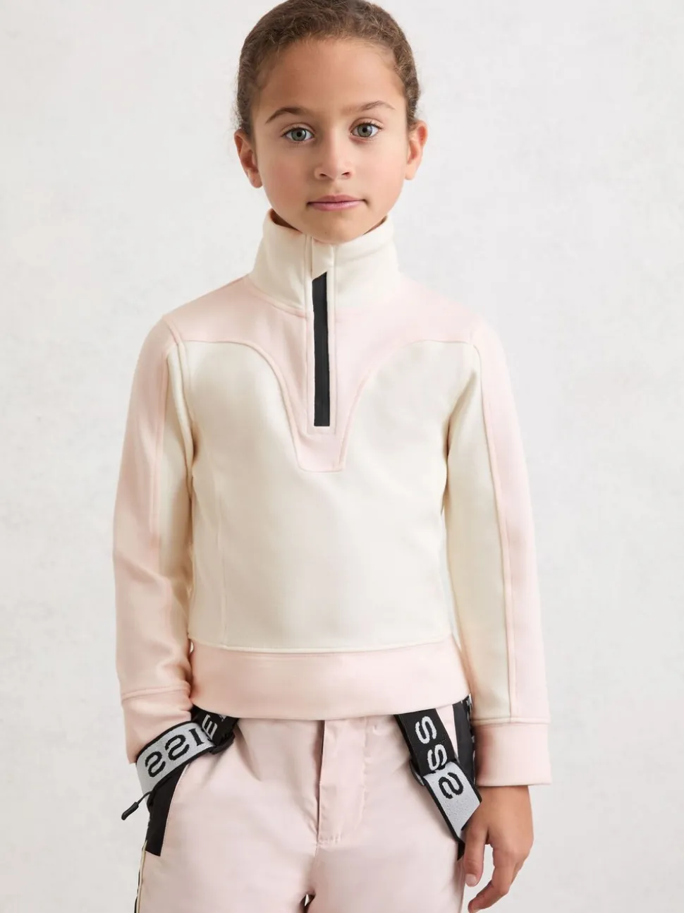 Reiss Neutral Olivia 3-9 yrs Colour-Block Half-Zip Base Layer Top