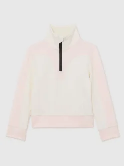 Reiss Neutral Olivia 3-9 yrs Colour-Block Half-Zip Base Layer Top