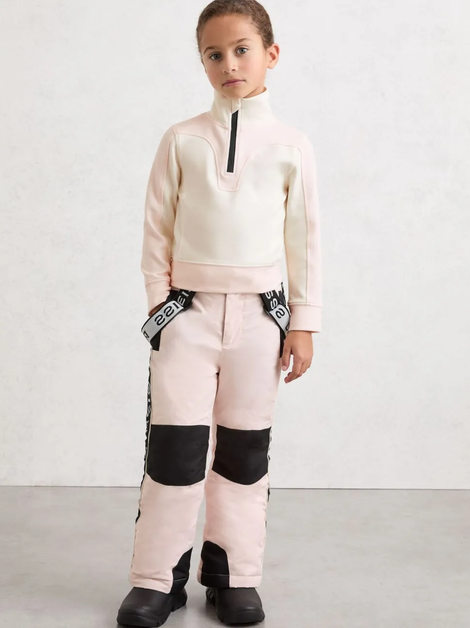 Reiss Neutral Olivia 9-13 yrs Colour-Block Half-Zip Base Layer Top
