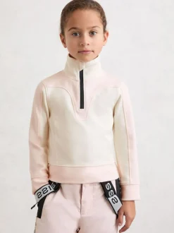 Reiss Neutral Olivia 9-13 yrs Colour-Block Half-Zip Base Layer Top
