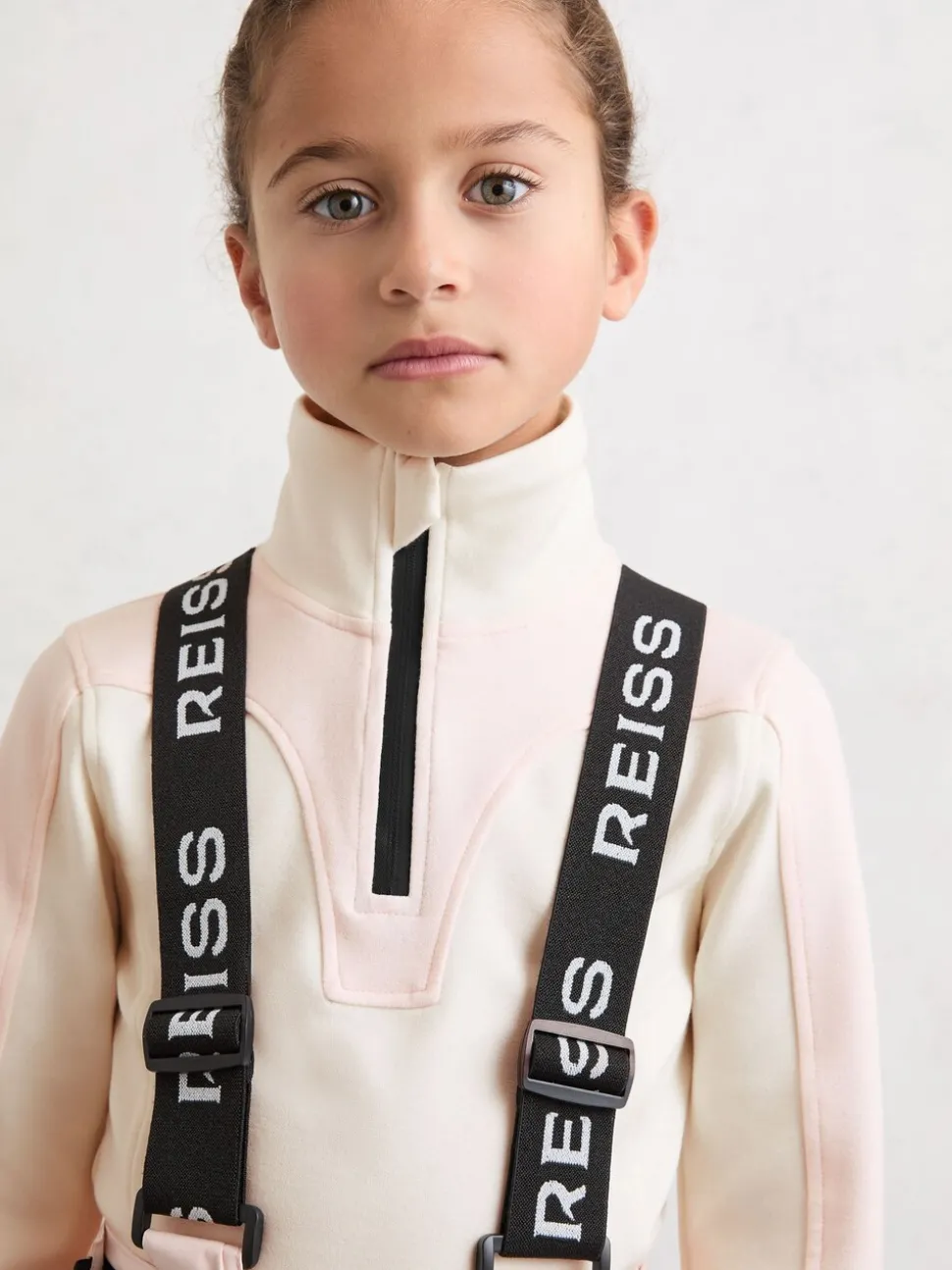 Reiss Neutral Olivia 9-13 yrs Colour-Block Half-Zip Base Layer Top