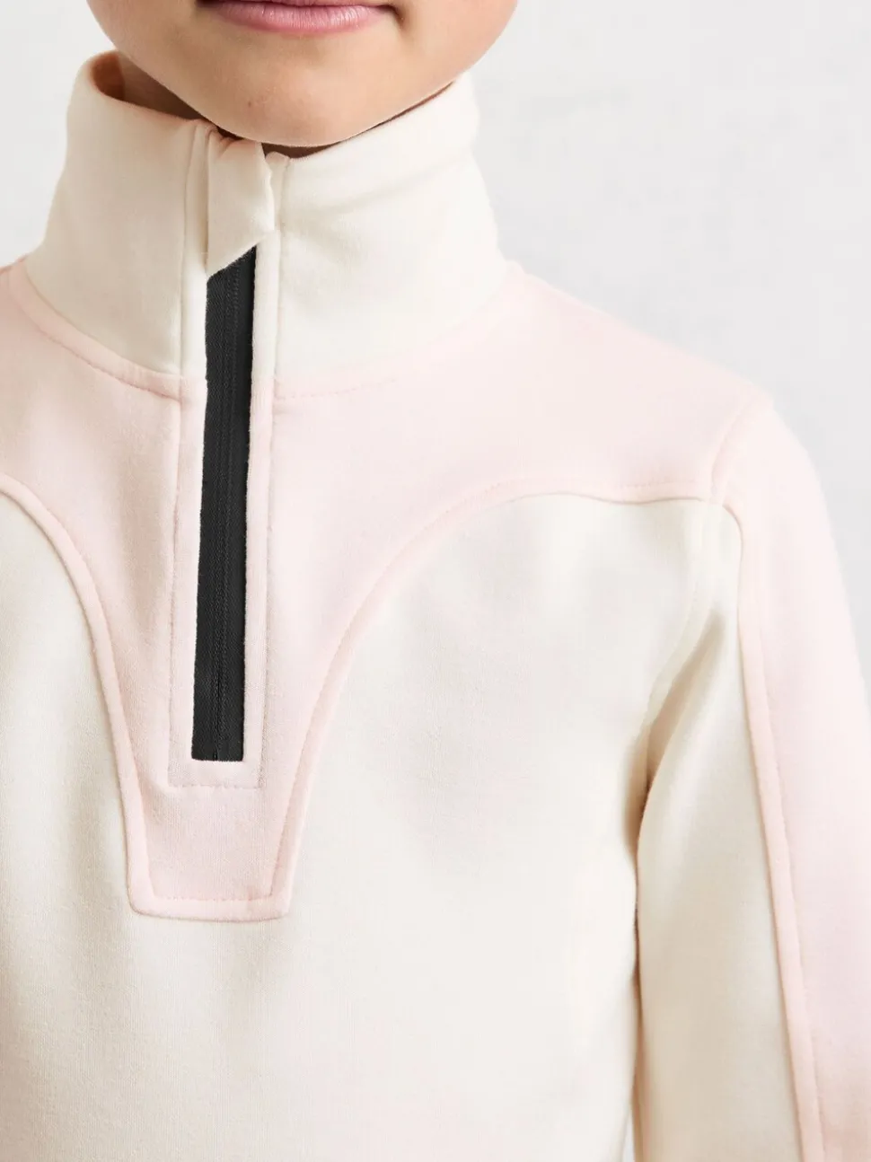 Reiss Neutral Olivia 9-13 yrs Colour-Block Half-Zip Base Layer Top