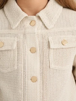 Reiss Neutral Renzo 9-13 yrs Cotton-Blend Textured Trucker Jacket