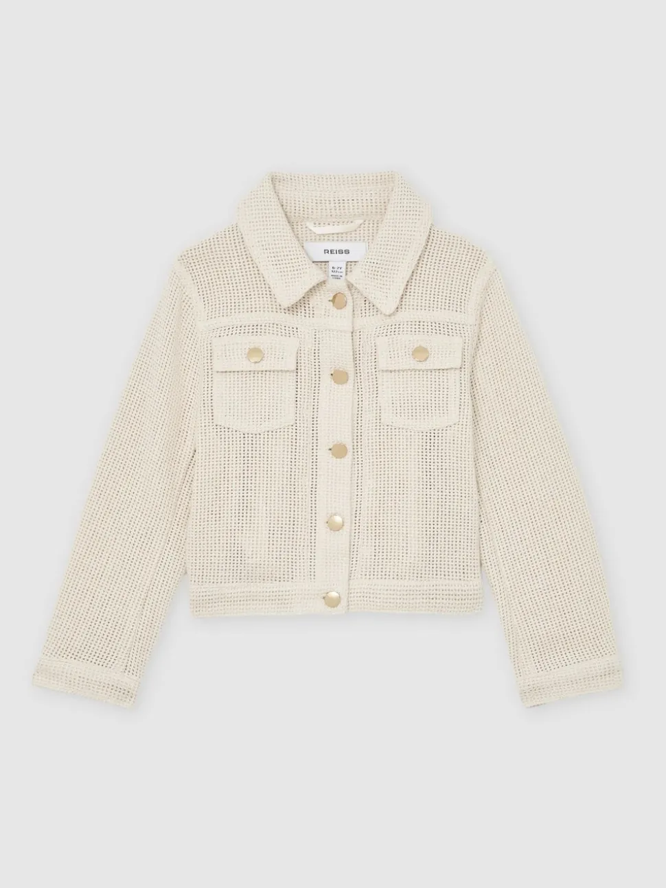 Reiss Neutral Renzo 13-14 yrs Cotton-Blend Textured Trucker Jacket