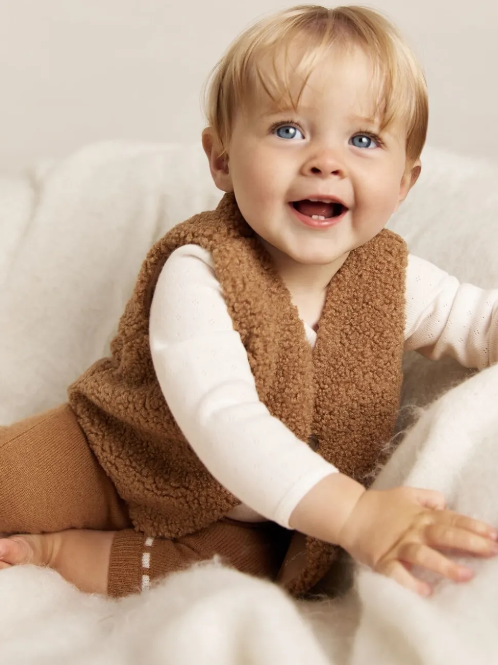 Reiss Neutral Shai Reversible Fleece Single-Button Gilet