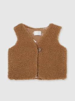 Reiss Neutral Shai Reversible Fleece Single-Button Gilet