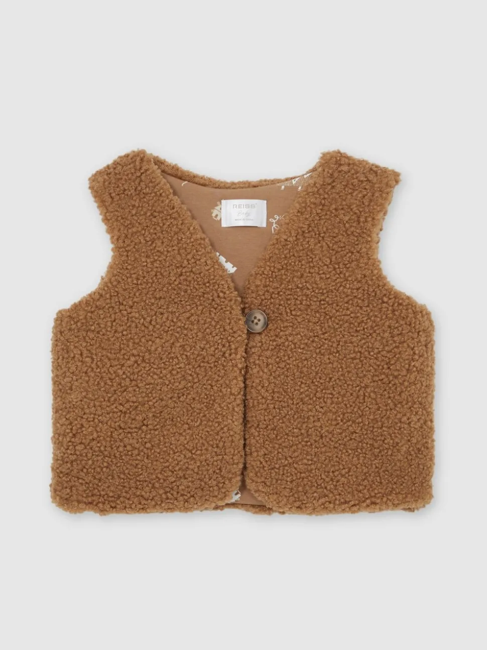 Reiss Neutral Shai Reversible Fleece Single-Button Gilet