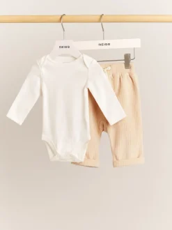 Reiss Neutral Tate Corduroy Trousers and Bodysuit Set