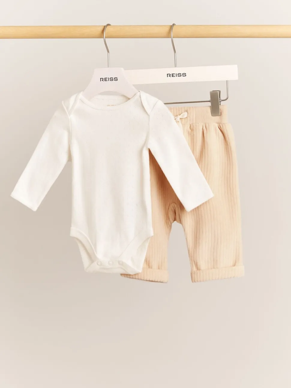 Reiss Neutral Tate Corduroy Trousers and Bodysuit Set