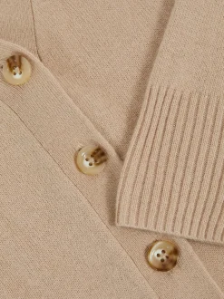 Reiss Neutral Tyla 13-14 yrs Wool-Blend Fitted Cardigan With Cashmere