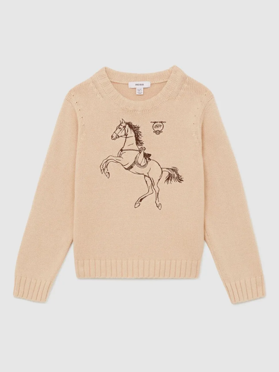 Reiss Oatmeal Lucy 13-14 yrs Cotton Pony Club Embroidered Jumper