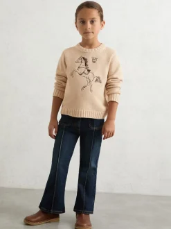 Reiss Oatmeal Lucy 13-14 yrs Cotton Pony Club Embroidered Jumper