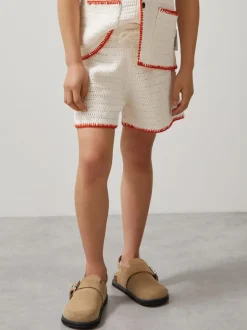 Reiss Off White/Orange Bethany 9-13 yrs McLaren F1 Team Crochet Shorts