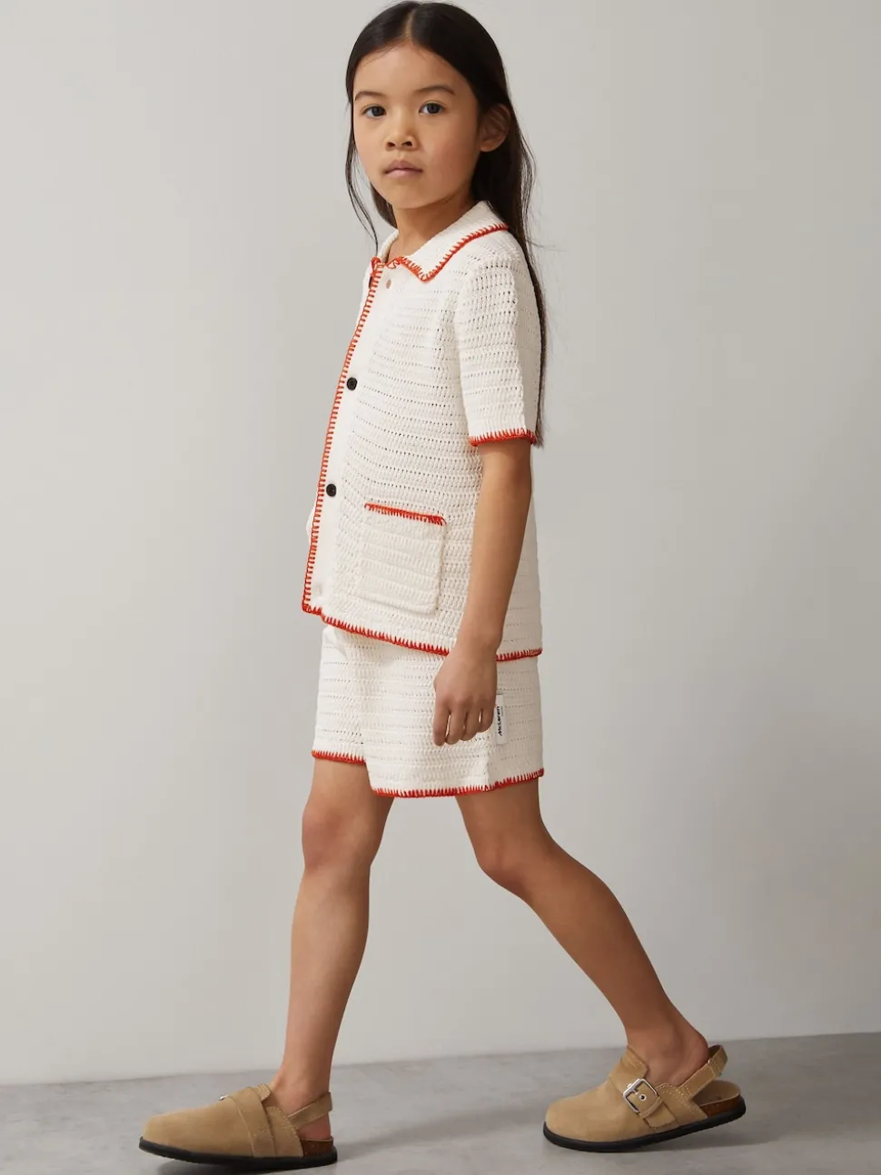 Reiss Off White/Orange Bethany 9-13 yrs McLaren F1 Team Crochet Shorts