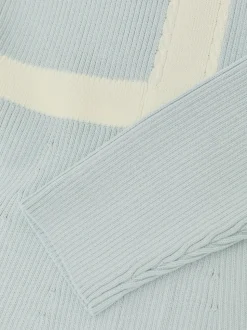 Reiss Pale Blue Alma 13-14 yrs Craft-Stitch Rib-Knit Dress