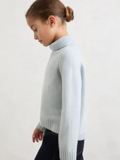 Reiss Pale Blue Bronte 9-13 yrs Wool-Cashmere Roll-Neck Jumper