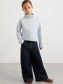 Reiss Pale Blue Bronte 9-13 yrs Wool-Cashmere Roll-Neck Jumper