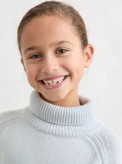 Reiss Pale Blue Bronte 9-13 yrs Wool-Cashmere Roll-Neck Jumper