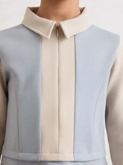 Reiss Pale Blue Marling 9-13 yrs Premium Interlock Colour-Block Dress