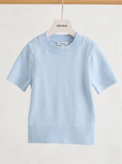 Reiss Pale Blue Rhea Short Sleeve Jumper