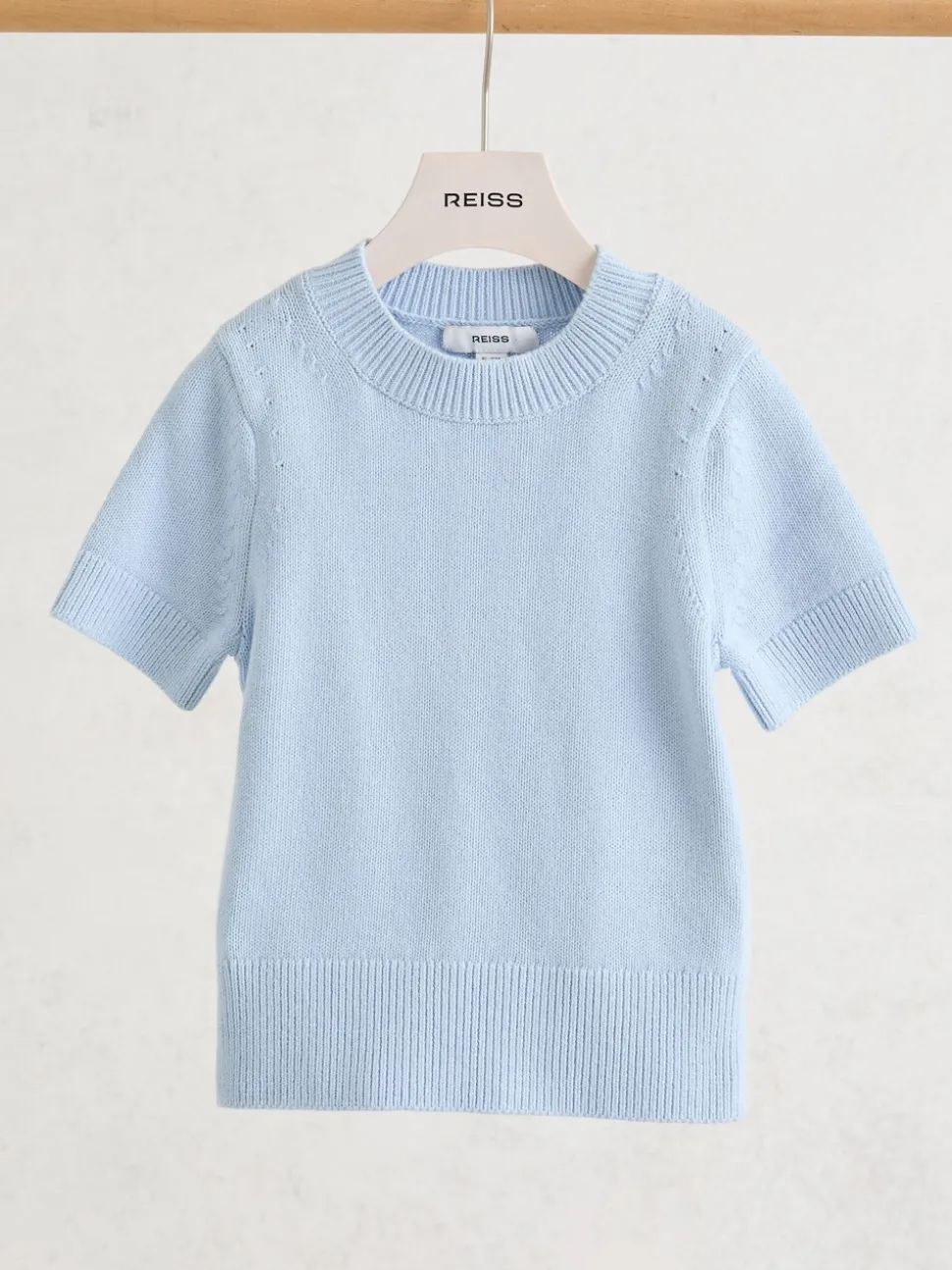 Reiss Pale Blue Rhea Short Sleeve Jumper