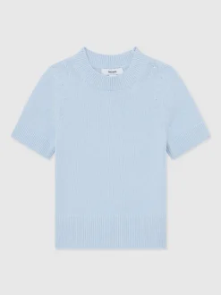 Reiss Pale Blue Rhea Short Sleeve Jumper