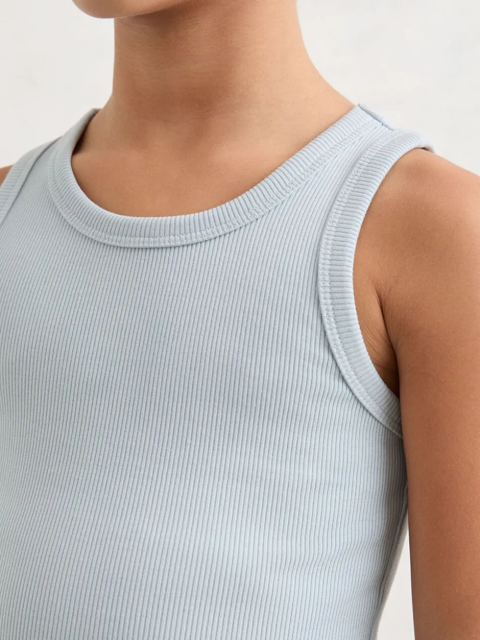 Reiss Pale Blue Violet 9-13 yrs Stretch-Cotton Ribbed Vest
